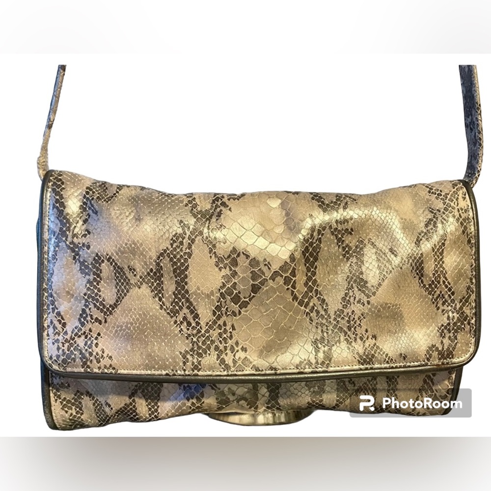 Sharif Silver, Gray and Off-white tones Snake Embossed Crossbody. EUC